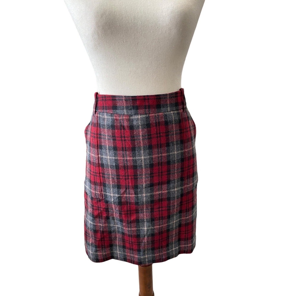 Eddie Bauer Red Plaid Tartan Wool Mini Skirt Preppy Clueless Y2k Small Medium